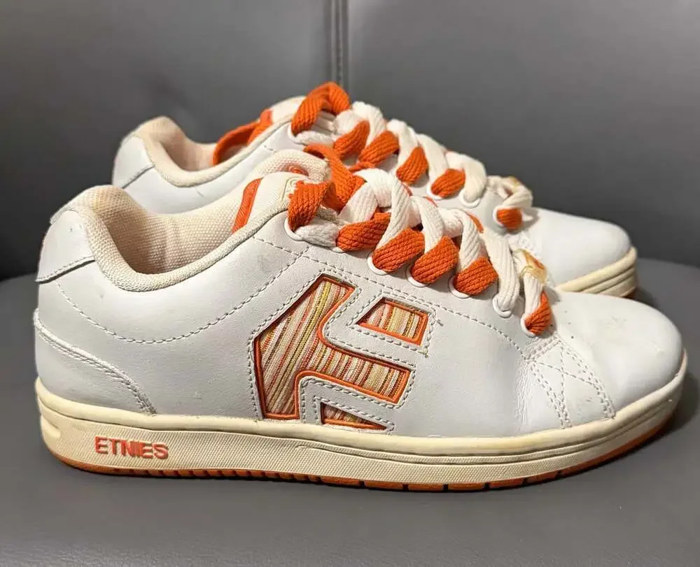 Vintage Y2K Chunky Etnies Patsy W’s Size 8.5 White Orange Skate Shoes Retro